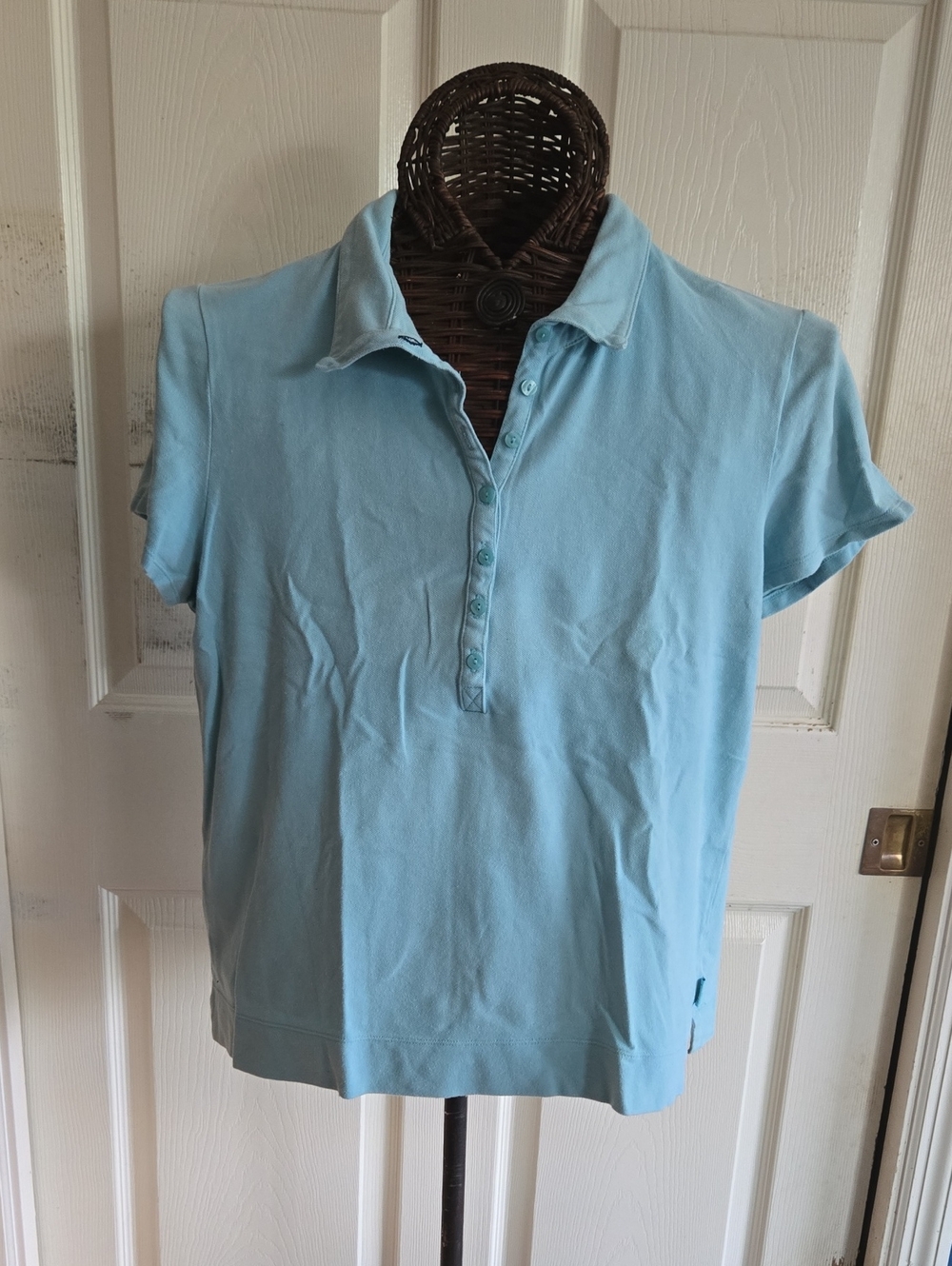 Liz Golf Women's Aqua Polo Shirt - Short Sleeve-Size L